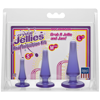 Набір анальних пробок Doc Johnson Crystal Jellies Anal - Purple, макс. діаметр 2см - 3 см - 4 см, Фіолетовий