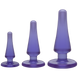 Набір анальних пробок Doc Johnson Crystal Jellies Anal - Purple, макс. діаметр 2см - 3 см - 4 см, Фіолетовий