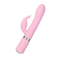 Розкішний кролик з ротацією та вібрацією Pillow Talk Lively Pink, кристал Сваровскі, потрійний відро, Рожевий