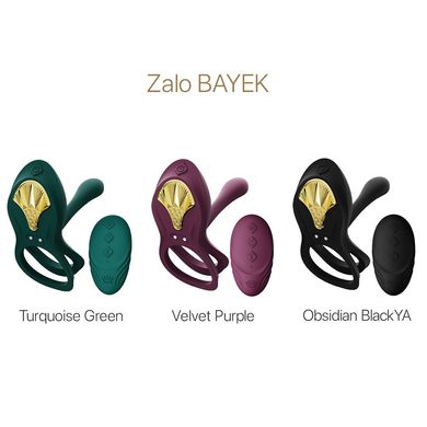 Смарт-ерекційне кільце Zalo - BAYEK Velvet Purple, подвійне з ввідною частиною, пульт ДК