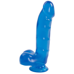 Фалоімітатор Doc Johnson Jelly Jewels Cock & Balls Blue, діаметр 3,6 см, антибактеріальний ПВХ, Синій, Синій