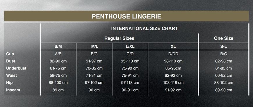 Комплект з прозорим пеньюаром та мініатюрними стрінгами Penthouse - Midnight Mirage Black XL, Чорний