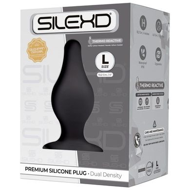 Анальна пробка SilexD (Model 2 size L) двошаровий, силікон+Silexpan, діаметр 4,5 см, Чорний