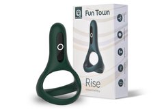 Двойное эрекционное кольцо Fun Town Rise Turquoise, управление со смартфона, Зеленый