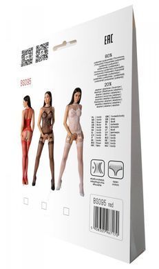 Бодістокінг з безліччю бретелей Passion BS095 One Size, red, імітація пояса та панчіх, з доступом