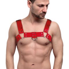 Чоловіча портупея на груди з натуральної шкіри Feral Feelings - Bulldog Harness Red