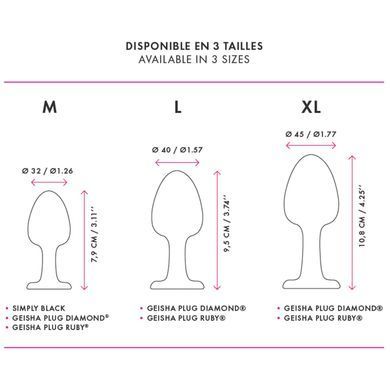 Анальна пробка Dorcel Geisha Plug Diamond M з кулькою всередині, створює вібрації, макс. діам. 3,2см, Чорний