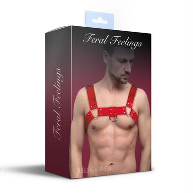 Чоловіча портупея на груди з натуральної шкіри Feral Feelings - Bulldog Harness Red