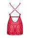 Прозора сорочка бебі-дол Obsessive Lacelove babydoll & thong XS/S Red, мереживо, стрінги