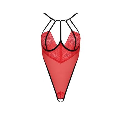 Боди с высоким вырезом бедра Passion Exclusive AKITA BODY S/M, red, Красный, S/M