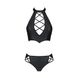 Комплект из экокожи Passion Nancy Bikini 6XL/7XL black, бра и трусики с имитацией шнуровки