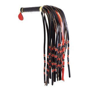 Флогер LOCKINK SEVANDA Red & Black Braided Tail Flogger, червоно-чорний, хвости з вузликами
