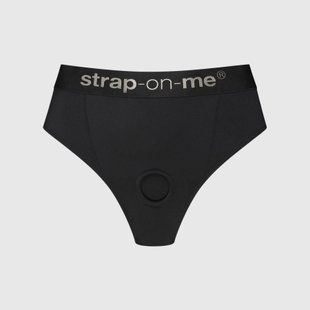 Трусики-бразиліана з фіксацією дилдо Strap-On-Me Harness Lingerie Idole &ndash; S &ndash; Black, високі