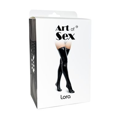 Сексуальні вінілові панчохи Art of Sex - Lora, розмір M, колір чорний