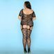 Безшовний бодістокінг JSY &laquo;Вульгарна Грейс&raquo; Plus Size, Black, довгий рукав, імітація панчіх, дрібна