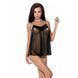 Сорочка прозора бебі дол Passion MELANIA CHEMISE S/M, black, трусики, на тонких бретелях, S/M, S/M