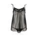 Сорочка прозора бебі дол Passion MELANIA CHEMISE S/M, black, трусики, на тонких бретелях, S/M, S/M