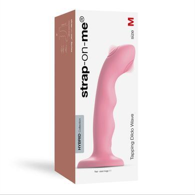 Насадка для страпона с двойной точечной пульсацией Strap-On-Me TAPPING DILDO WAVE &ndash; CORAL PINK, М