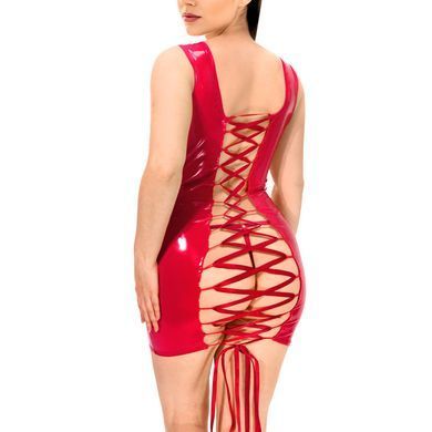 Лакированное платье на шнуровке Art of Sex - Demi, цвет красный, L-2XL