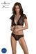 Комплект Passion LEAFA BIKINI black, XXL/XXXL, бюстгальтер-топ с рукавчиками, стринги-шортики с вырезом