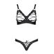 Комплект з екошкіри Passion Celine Bikini 4XL/5XL black, відкритий бра, стрінги зі шнурівкою