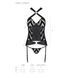 Сетчатый комплект с узором, корсет, подвязки, трусики Passion HIMA CORSET XXL/XXXL, black, Черный