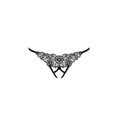 Трусики мереживні з доступом Passion Exclusive VIOLANTE THONG XXL/XXXL, black, Чорний, XXL/XXXL