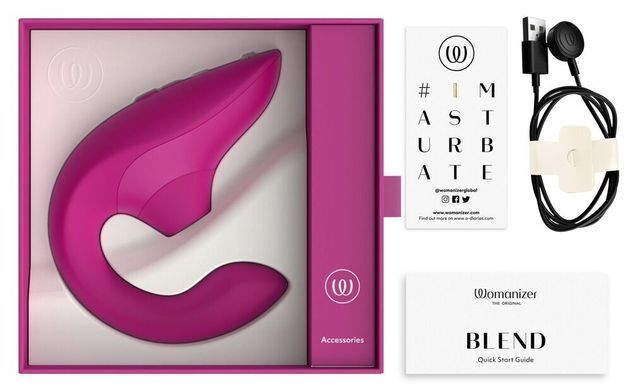 Вагінально-кліторальний стимулятор Womanizer Blend Vibrant Pink, вібрація + вакуум, 2 мотори