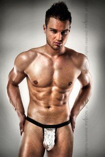 Распродажа!!! Мужские стринги с блестящим гульфиком Passion 015 THONG silver XXL/XXXL, S\M