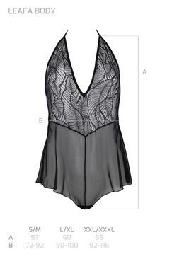 Боди Passion LEAFA BODY black, XXL/XXXL на завязках, мягкая чашка, низ в виде шортиков