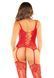 Комплект мереживний Leg Avenue Cami Garter One Size, Red, корсет із панчохами та стрінгами