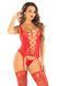 Комплект мереживний Leg Avenue Cami Garter One Size, Red, корсет із панчохами та стрінгами
