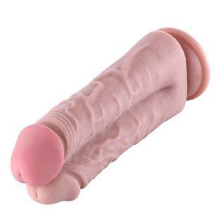 Подвійний дилдо для секс-машин Hismith 8.5&Prime; Two Cocks One Hole Silicone Dildo