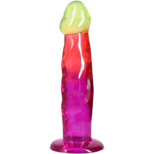 Фалоімітатор Doc Johnson Crystal Jellies - 7.5 Inch Classic Dong - Rainbow
