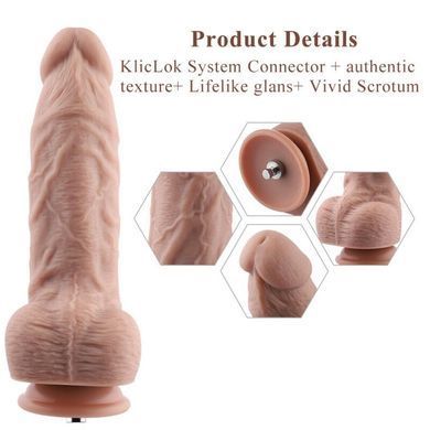 Гнучкий фалоімітатор для секс-машин Hismith 9.25&Prime; Silicone Dildo, система KlicLok
