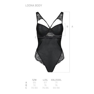 Боді з еко-шкіри та мережива Loona Body black L/XL - Passion, Чорний