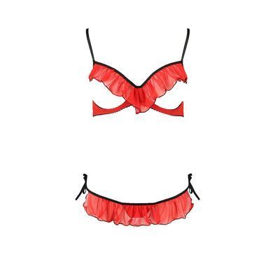 Комплект белья Passion Exclusive CHERRY SET OpenBra XXL/XXXL, red, открытый лиф, трусики-юбочка, XXL/XXXL, XXL/XXXL