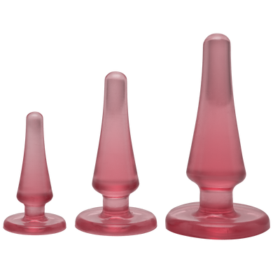 Набір анальних пробок Doc Johnson Crystal Jellies - Pink, макс. діаметр 2см - 3 см - 4 см, Рожевий