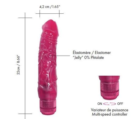 Фалоімітатор вібратор Dorcel Jelly Boy, діаметр 4,2см ТПЕ, плавне регулювання потужності вібрації, Рожевий