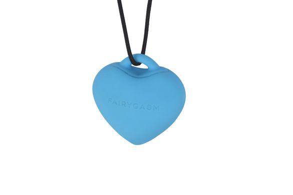 Мини-вибратор «Сердечко» FairyGasm PleasureStone blue, 9 режимов, на шнурке