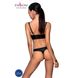 Комплект из эко-кожи с люверсами и ремешками Malwia Bikini black L/XL — Passion, бра и трусики, Черный