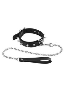 Нашийник з повідцем Fetish Tentation Spikes and Leash, Чорний