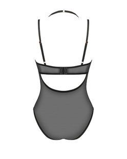 Прозоре боді Obsessive Selinne teddy XS/S Black, дрібна сітка, подвійні бретелі