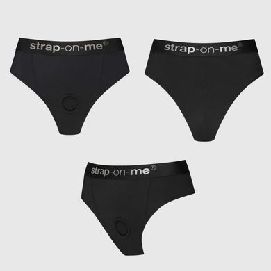 Трусики-бразилиана с фиксацией дилдо Strap-On-Me Harness Lingerie Idole &ndash; XL &ndash; Black, высокие