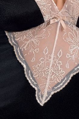 (SALE) Сорочка приталенная с чашечками LOTUS CHEMISE black L/XL - Passion Exclusive, трусики, S/M, Черный