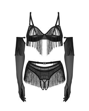 Комплект Obsessive Rossay Black 4-pcs crotchless set L/XL