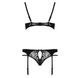 Комплект білизни Passion PAULINE SET XXL/XXXL, black, стрепи, ліф, стрінги і пояс для панчох, Чорний, XXL/XXXL, Чорний