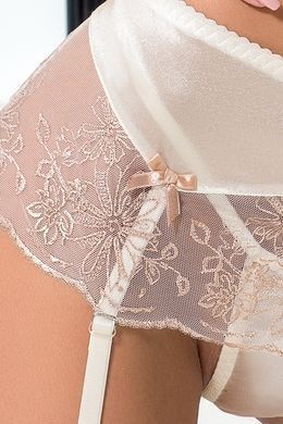 (SALE) Комплект белья LOTUS SET cream XXL/XXXL - Passion Exclusive стринги, лиф, юбка-пояс для чулок, S/M