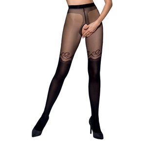 Колготки з відкритим доступом, подвійна щільність Passion TIOPEN 012 1/2 (20/40 den), black, Чорний