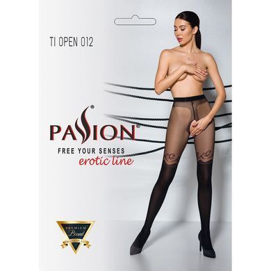 Колготки з відкритим доступом, подвійна щільність Passion TIOPEN 012 1/2 (20/40 den), black, Чорний